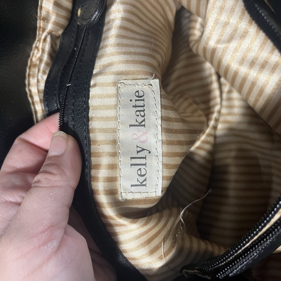 Black Katie & Kelly Pebbled Leather Chic Slouch Bag Minimalist Everyday Carry - Picture 5 of 12